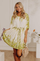 Tuscany Villa Floral Mini Dress in Lime
