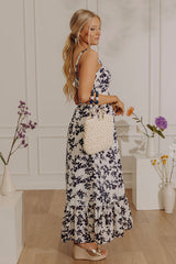 Champagne and Petals Floral Eyelet Midi Dress