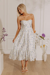 Veranda Elegance Floral Jacquard Midi Dress in Blue