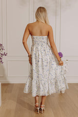 Veranda Elegance Floral Jacquard Midi Dress in Blue