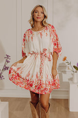 Tuscany Villa Floral Mini Dress in Raspberry