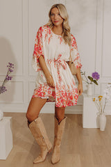 Tuscany Villa Floral Mini Dress in Raspberry