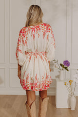 Tuscany Villa Floral Mini Dress in Raspberry