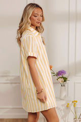 Yacht Club Chic Stripe Mini Dress in Yellow
