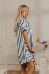 Yacht Club Chic Stripe Mini Dress in Navy