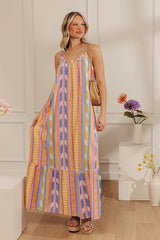 Bali Girls Trip Stripe Woven Maxi Dress