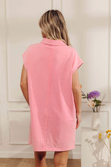 Simple Joy Vintage Wash Terry Knit Mini Dress in Pink