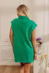 Simple Joy Vintage Wash Terry Knit Mini Dress in Green