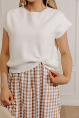 Countryside Chic Two Piece Gingham Midi Dress in Mocha