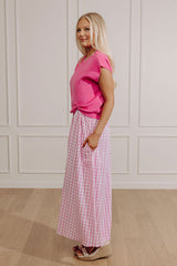Countryside Chic Two Piece Gingham Midi Dress in Pink