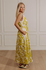 Vacay Bliss Floral Maxi Dress in Chartreuse