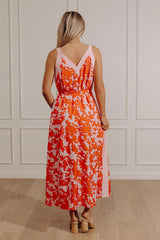 Vacay Bliss Floral Maxi Dress in Tangerine