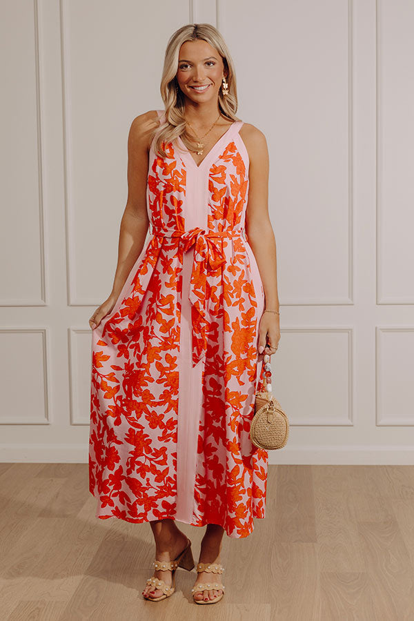 Vacay Bliss Floral Maxi Dress in Tangerine