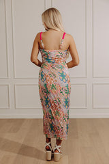 Blooming Smiles Floral Pleated Midi Dress