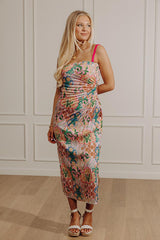 Blooming Smiles Floral Pleated Midi Dress