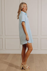 Summer in Stripes Seersucker Mini Dress in Aqua