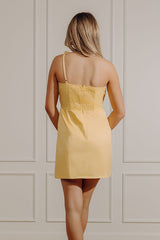 Cosmo Hour One Shoulder Mini Dress in Marigold
