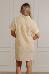 Summer in Stripes Seersucker Mini Dress in Yellow