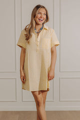 Summer in Stripes Seersucker Mini Dress in Yellow