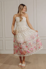 Whispered Blossoms Floral Eyelet Midi Dress