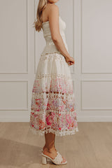 Whispered Blossoms Floral Eyelet Midi Dress