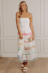 Twirl On The Terrace Eyelet Tiered Midi Dress