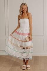 Twirl On The Terrace Eyelet Tiered Midi Dress