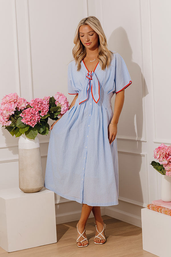 Shoreline Stripes Button Down Midi Dress