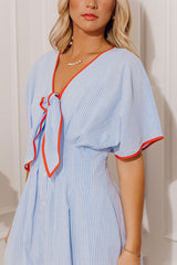 Shoreline Stripes Button Down Midi Dress