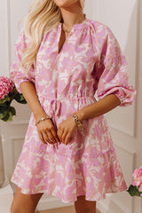 French Garden Floral Mini Dress in Violet