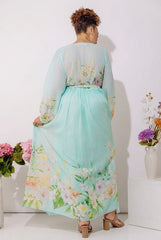 Secret Garden Floral Maxi Dress in Aqua Curves