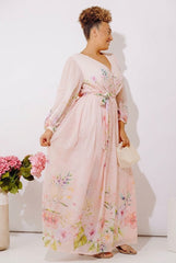 Secret Garden Floral Maxi Dress in Peach Curves