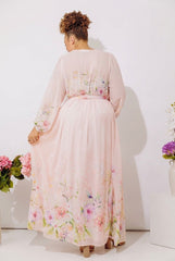 Secret Garden Floral Maxi Dress in Peach Curves