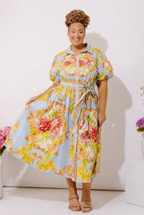 Garden Party Ready Floral Button Down Midi Dress Curves