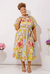 Garden Party Ready Floral Button Down Midi Dress Curves