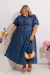 Fifth Avenue Chic Denim Midi Dress Curves