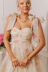 Sweet Evening Floral Organza Midi Dress