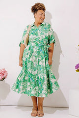 Garden Charm Floral Button Down Midi Dress Curves