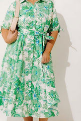 Garden Charm Floral Button Down Midi Dress Curves