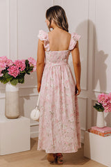 Modern Romance Floral Midi Dress in Light Pink