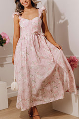 Modern Romance Floral Midi Dress in Light Pink