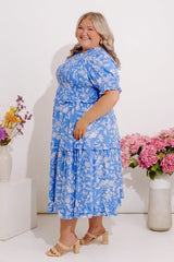 Casual Garden Smocked Floral Midi Dress Curves