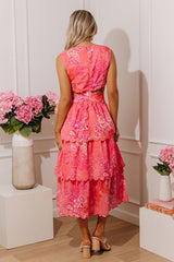Graceful Garden Floral Tiered Midi Dress