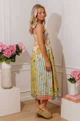 Tropical Escape Color Block Midi Dress