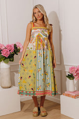 Tropical Escape Color Block Midi Dress