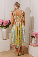 Tropical Escape Color Block Midi Dress