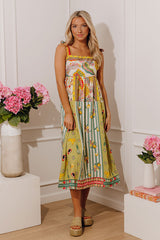 Tropical Escape Color Block Midi Dress