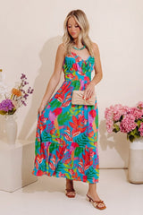 Vacay Views Floral Front Tie Midi Dress