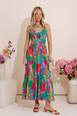 Vacay Views Floral Front Tie Midi Dress