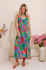 Vacay Views Floral Front Tie Midi Dress